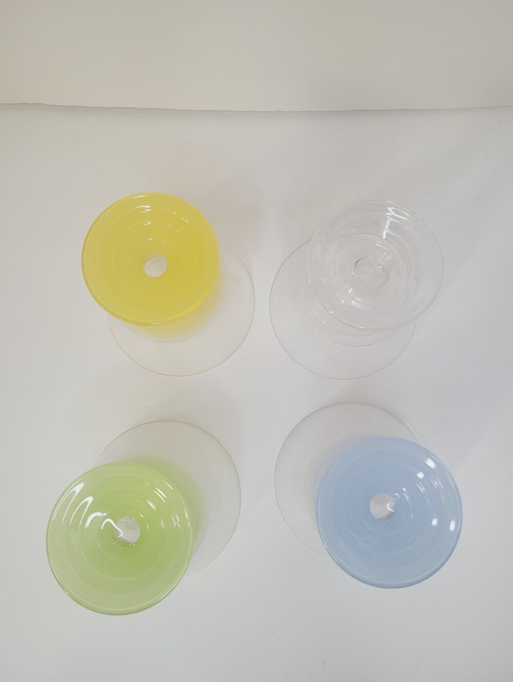 Vintage ARC (Arcoroc) France Pastel Glassware Dessert Yellow Green Blue Clear - Picture 3 of 5